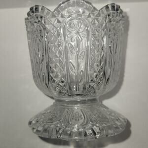 Avon Fostoria Glass Floral Pattern Votive Candle Holder